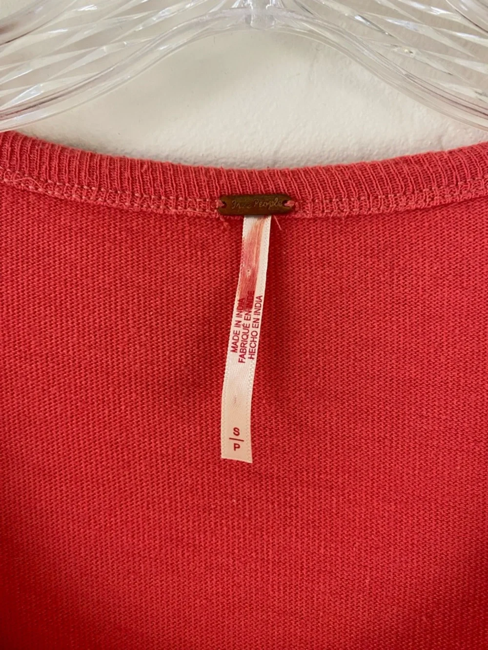 Free People Size Small Coral Orange Cotton Knit Short Sleeve Pleaded Mini Dress - Picture 5 of 5